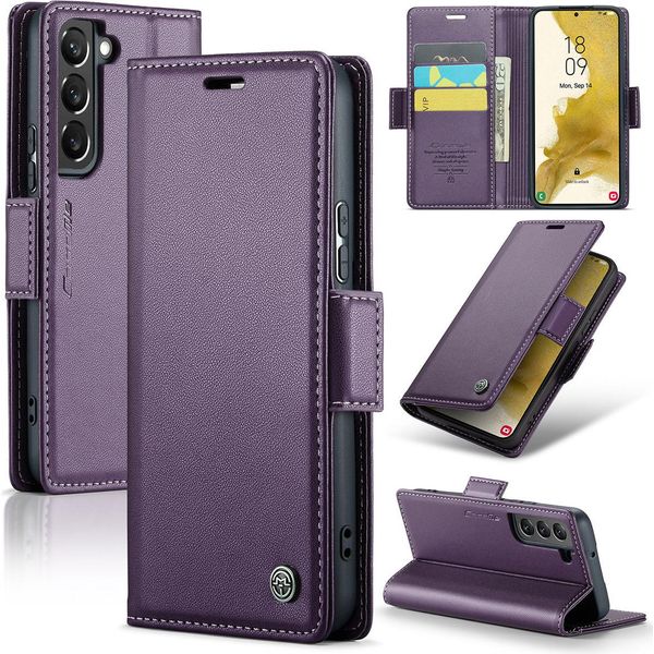 Custodia Galaxy S22 5G, Custodia In Pelle Con Funzione Stand Per Samsung Galaxy S22 5G Viola-image