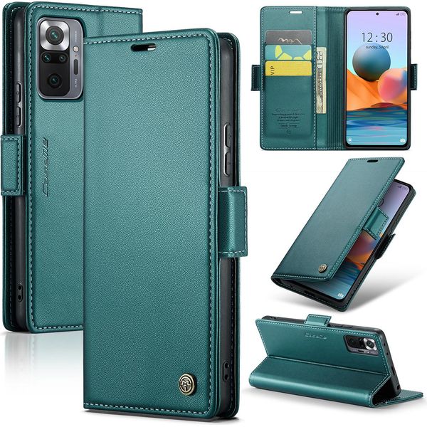 Custodia Redmi Note 10 Pro, Carta Di Blocco Rfid, Custodia Avanzata In Pelle Flip Con Funzione Stand Per Xiaomi Redmi Note 10 Pro / Note 10 Pro Max Verde-image