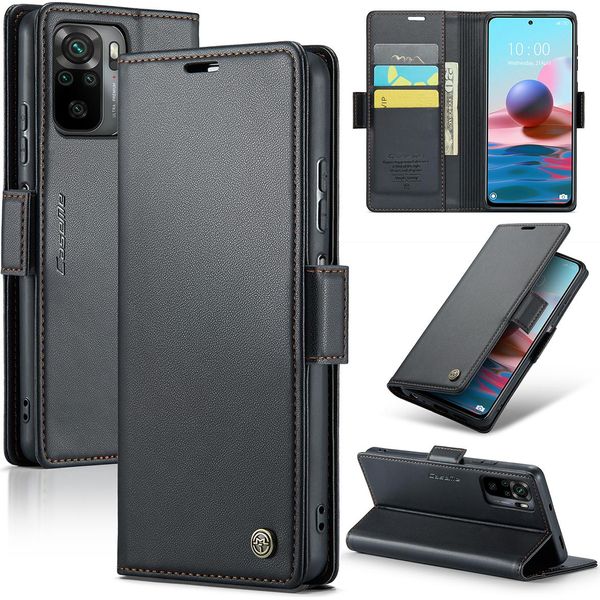 Redmi Note 10 4G Case, Rfid Blocking Card, Advanced Flip Custodia In Pelle Con Funzione Stand Per Xiaomi Redmi Note 10 4G / Note 10S Nero-image