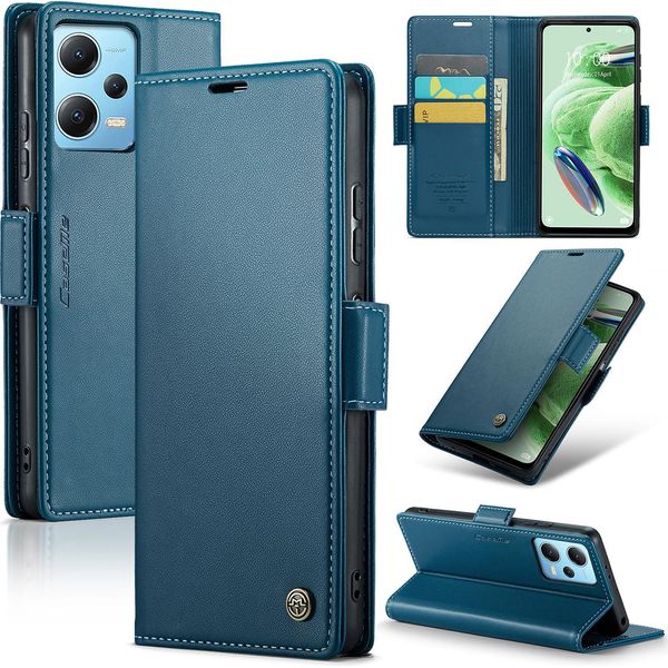 Xiaomi Poco X5 Case, Rfid Blocking Card, Advanced Flip Custodia In Pelle Con Funzione Stand Per Xiaomi Poco X5 / Redmi Note 12 5G Blu-image