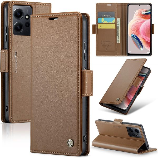 Custodia Redmi Note 12 4G, Custodia In Pelle Con Funzione Stand Per Xiaomi Redmi Note 12 4G Marrone-image