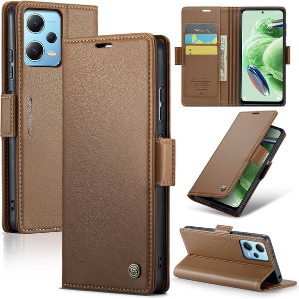 Xiaomi Poco X5 Case, Custodia In Pelle Con Funzione Stand Per Xiaomi Poco X5 / Redmi Note 12 5G Brown-image