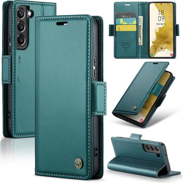 Galaxy S22+ 5G Case, Rfid Blocking Card, Advanced Flip Custodia In Pelle Con Funzione Stand Per Samsung Galaxy S22+ 5G Verde-image