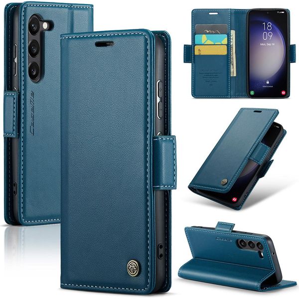 Galaxy S23 5G Case, Rfid Blocking Card, Advanced Flip Custodia In Pelle Con Funzione Stand Per Samsung Galaxy S23 5G Blu-image