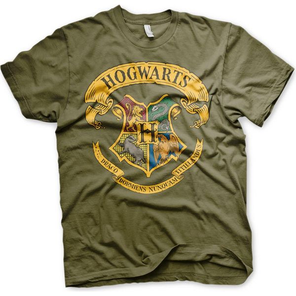 Harry Potter - Maglietta Con Stemma Di Hogwarts - Media - Oliva-image