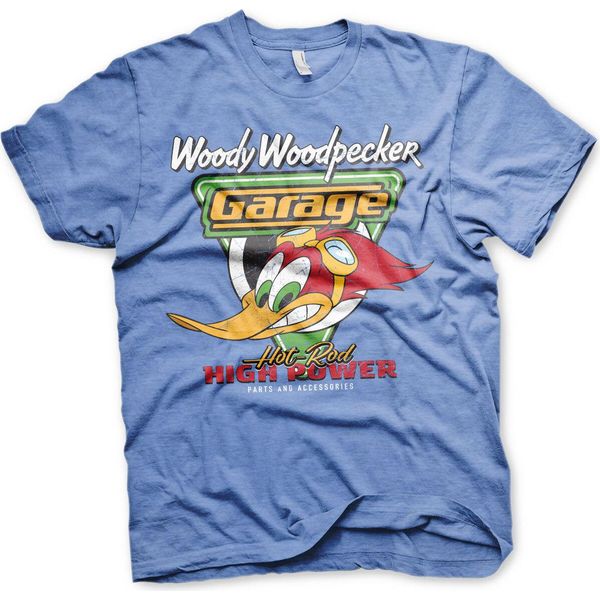 Maglietta Woody Woodpecker Garage - Xx-Large - Blu-Heather-image