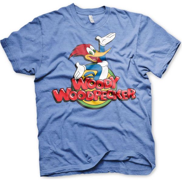 Maglietta Woody Woodpecker Classic Logo - X-Large - Blu-Heather-image