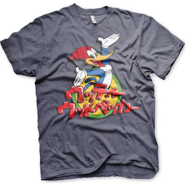 Maglietta Woody Woodpecker Con Logo Giapponese Lavato - Medium - Navy-Heather-image