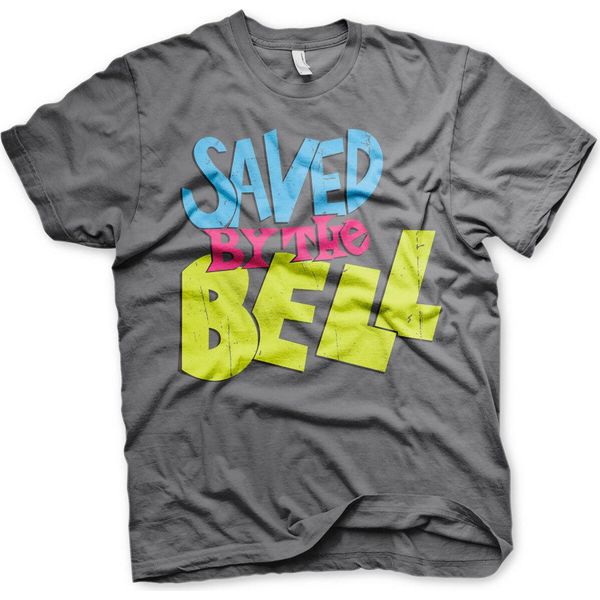 Maglietta Saved By The Bell Con Logo Invecchiato - Grande - Grigio Scuro-image