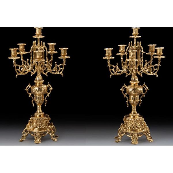 Casa Padrino Set Di Candelieri Barocchi Oro Ø 30 X H. 56 Cm - Candelieri In Bronzo In Stile Barocco Fatti A Mano - Accessori Per La Decorazione Barocca - Interni Barocchi - Mobili Barocchi - Nobile E Magnifico-image