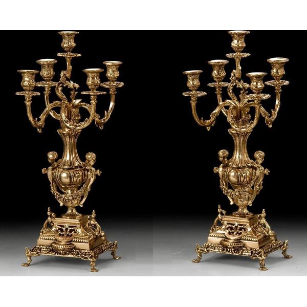 Casa Padrino Set Di Candelieri Barocchi Oro Ø 27 X H. 50 Cm - Candelieri In Bronzo In Stile Barocco Fatti A Mano - Accessori Per La Decorazione Barocca - Interni Barocchi - Mobili Barocchi - Nobile E Magnifico-image