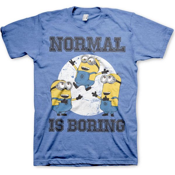 Minions - Maglietta "Normal Life Is Boring"" - Grande - Blu-Heather"-image