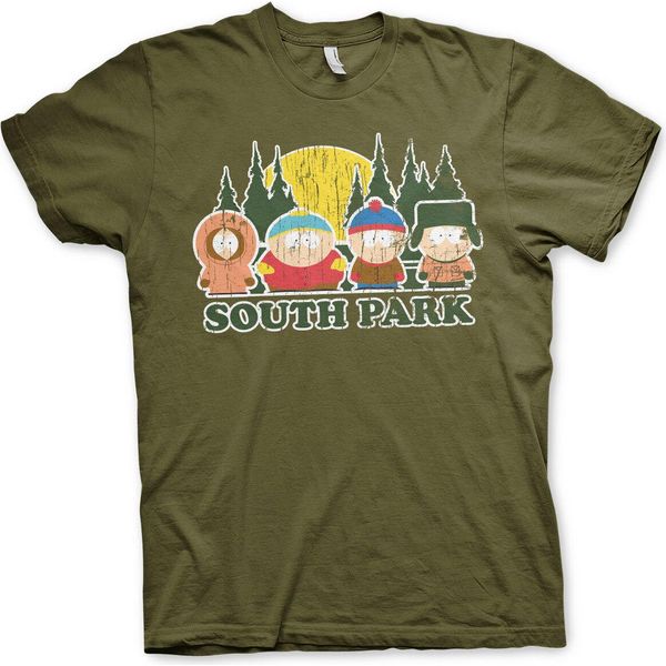 Maglietta South Park Con Segni Di Usura - Xx-Large - Olive-image