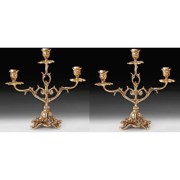 Casa Padrino Set Di Candelieri Barocchi Oro 30 X H. 28 Cm - Candelieri In Bronzo In Stile Barocco Fatti A Mano - Accessori Per La Decorazione Barocca - Interni Barocchi - Mobili Barocchi - Nobile E Magnifico-image