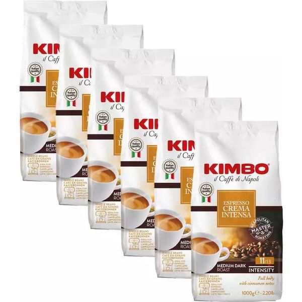 Kimbo Espresso Crema Intensa – 6 Kg – Buste Da 1 Kg | Tostatura Medio‑Scura – Intensità 11/13 | Aroma Speziato E Crema Densa-image