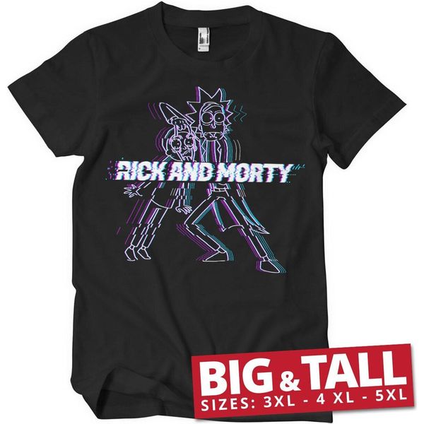 Maglietta Rick And Morty Glitch Big & Tall - 5XL - Nero-image