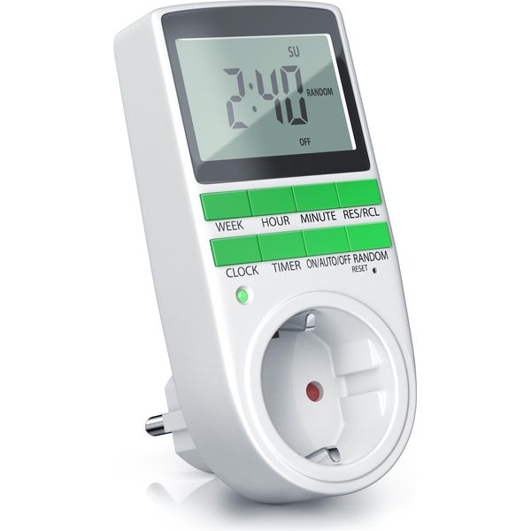 Bearware - Timer Digitale - Display Lcd Da 2,1" 5,3 Cm - 3680W - Timer Digitale Con 10 Programmi Configurabili - Batteria Di Riserva - Commutazione Casuale - Protezione Tattile Integrata"-image