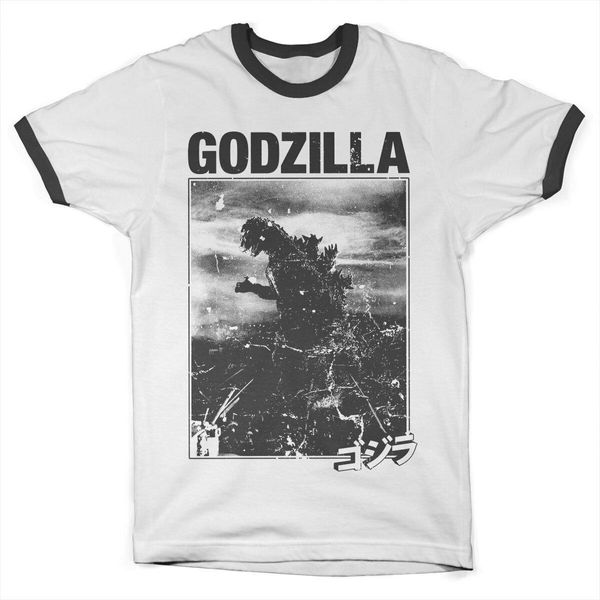 Godzilla Vintage Ringer Tee - Xx-Large - Bianco-Nero-image