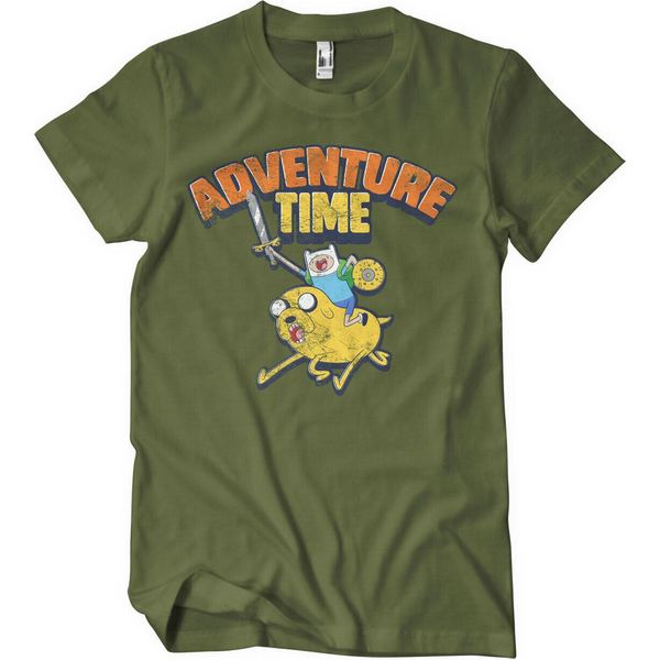 Maglietta Adventure Time Lavata - Grande - Oliva-image