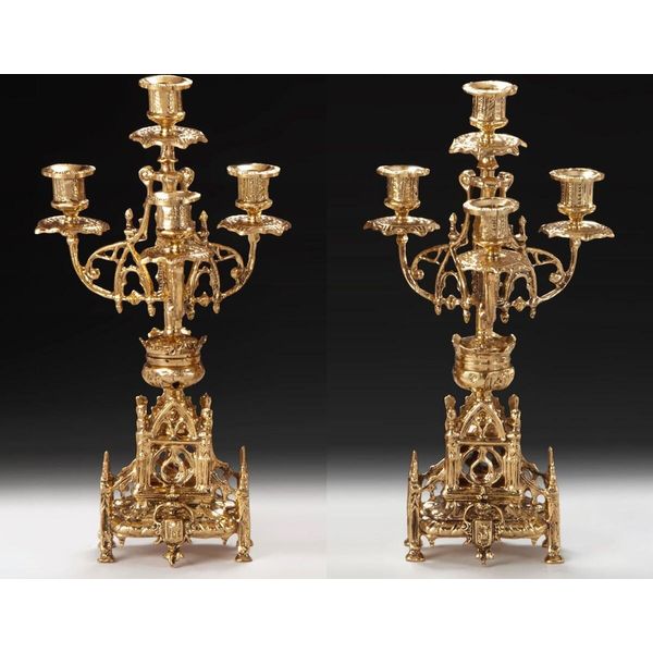 Casa Padrino Set Di Candelieri Barocchi Oro Ø 21 X H. 41 Cm - Candelieri In Bronzo In Stile Barocco Fatti A Mano - Accessori Per La Decorazione Barocca - Interni Barocchi - Mobili Barocchi - Nobile E Magnifico-image