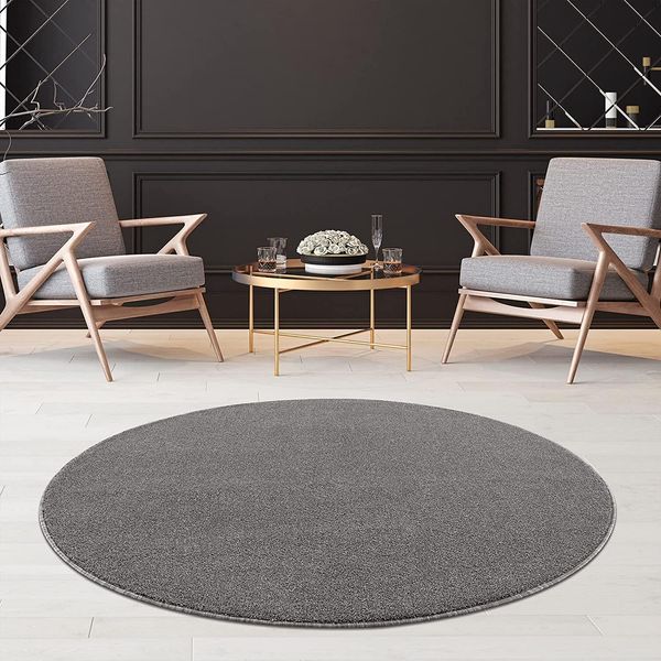 Tappeto Monocolore Per Il Soggiorno, Tappeto A Tinta Unita Per Lo Studio, L'ufficio, Il Corridoio E La Cucina - Dimensioni Tappeto A Pelo Corto: 120 X 120 Cm, Grigio Chiaro-image