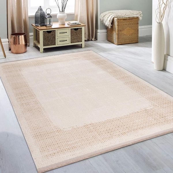 Elegante Tappeto Astratto | Lucido | In Bianco E Oro Dimensioni - 140 X 200 Cm-image