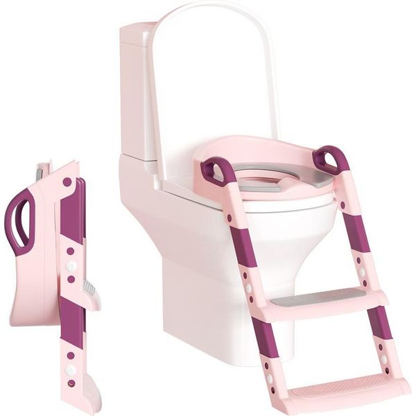 Tolletour Trainer Per Wc Con Scala Scale Con Gradini Seggiolino Per Bambini Seggiolino Per Wc Vasino Rosa-image