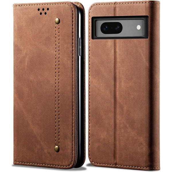 Custodia Google Pixel 7A, Custodia A Portafoglio In Pelle Con Chiusura Magnetica E Supporto Per Google Pixel 7A Marrone-image