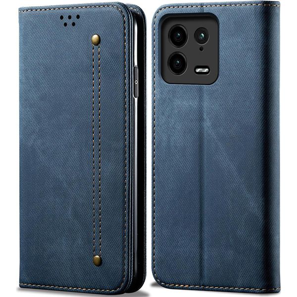 Custodia Xiaomi 13, Custodia In Pelle A Portafoglio Con Chiusura Magnetica E Supporto Per Xiaomi 13 Blu-image