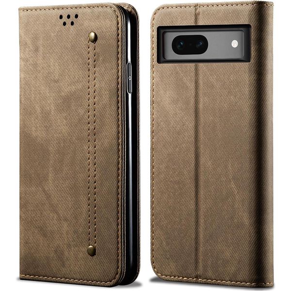 Custodia Google Pixel 7A, Custodia A Portafoglio In Pelle Con Chiusura Magnetica E Supporto Per Google Pixel 7A Khaki-image