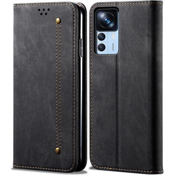 Custodia Xiaomi 12T, Custodia A Portafoglio In Pelle Con Chiusura Magnetica E Supporto Per Xiaomi 12T / 12Tpro / Redmi K50 Ultra Nero-image