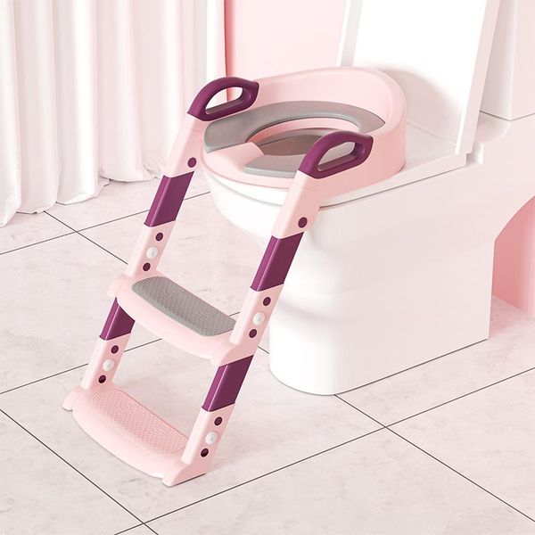 Fiqops Sedile Del Gabinetto Per Bambini Vasino Trainer Con Gradini Per Bambini E Bambine Rosa-image