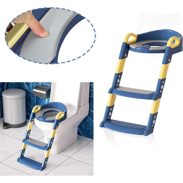 Fiqops Trainer Per Wc Con Scala Scala Con Gradini Sedile Per Bambini Sedile Per Wc Vasino Blu-image
