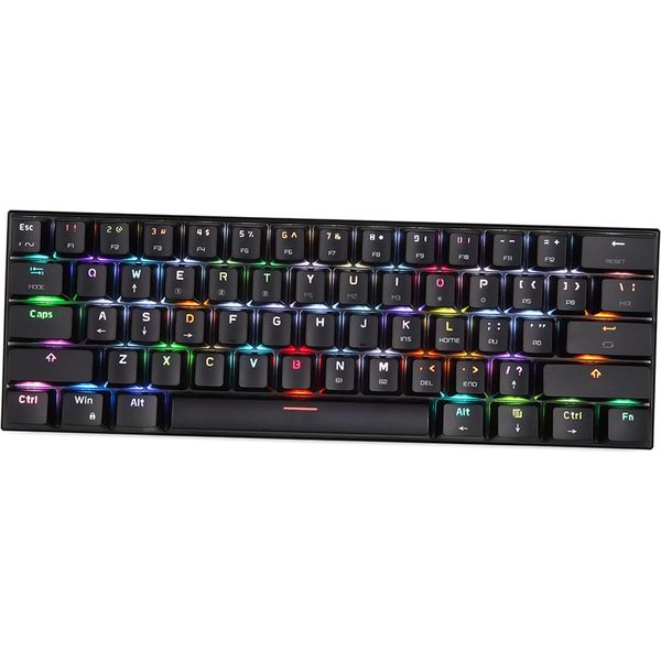 Tastiera Meccanica Motospeed CK62 Con 61 Tasti, Doppia Modalità (USB/BT3.0) | 19 Effetti Luminosi Rgb | Interruttore Blu Outemu, Nero-image
