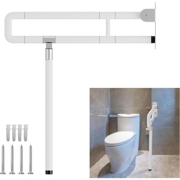 Fiqops Maniglia Di Sostegno Per Wc Ausilio Per Maniglia Pieghevole Maniglia Di Sicurezza Pieghevole Bagno Acciaio Inox-image