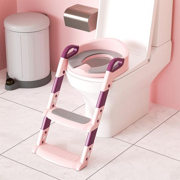 Fiqops Trainer Per Wc Con Scaletta Scale Con Gradini Seggiolino Per Bambini Seggiolino Per Wc Vasino Rosa-image
