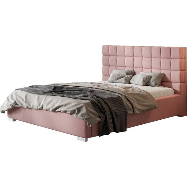 Letto Imbottito Porto Con Testiera, 180X200 Cm, Letto Matrimoniale Con Rete In Legno E Doghe, Tessuto Velour Grigio-image
