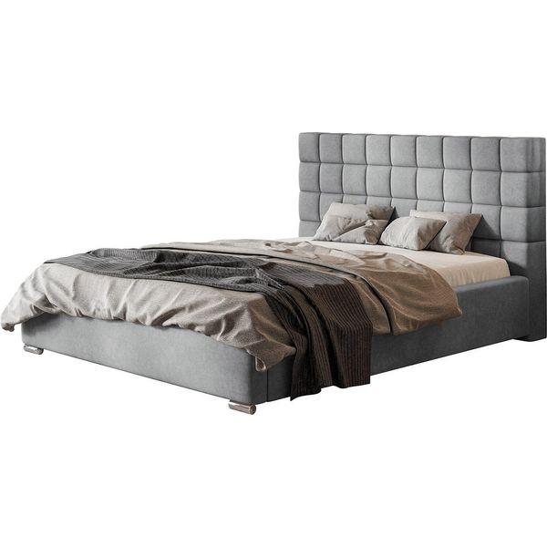 Letto Imbottito Porto Con Testiera, 120X200 Cm, Letto Matrimoniale Con Rete E Doghe In Legno, Tessuto Velour Grigio Scuro-image