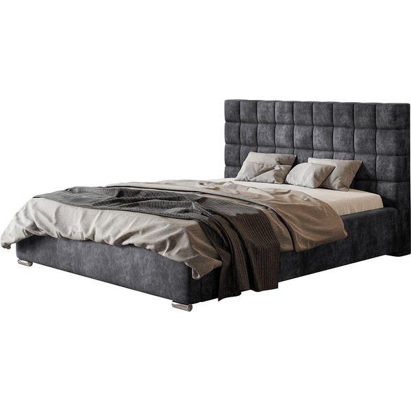 Letto Imbottito Porto Con Testiera, 180X200 Cm, Letto Matrimoniale Con Rete E Doghe In Legno, Tessuto Velour Rosa-image