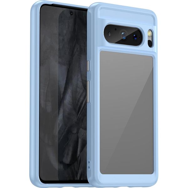 Custodia Per Google Pixel 8 Pro Trasparente, Protettiva In Silicone Tpu Antiurto Blu-image