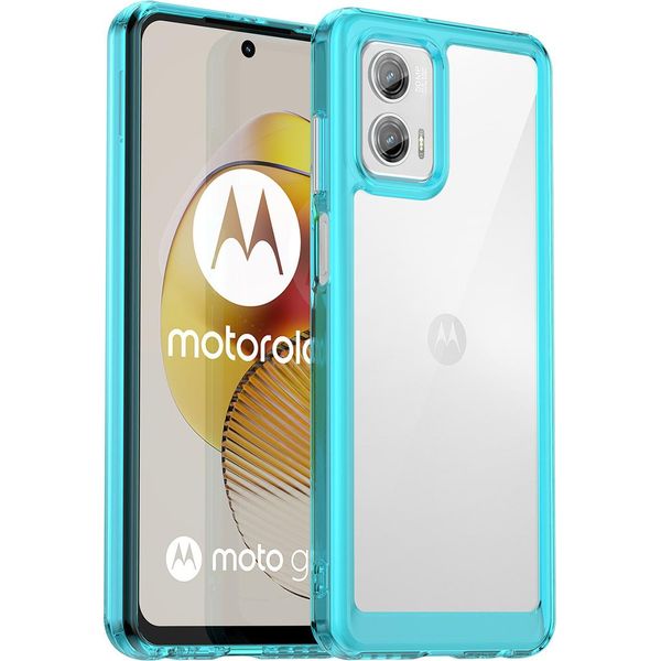 Custodia Per Motorola Moto G73 Trasparente, Protettiva In Silicone Tpu Antiurto Azzurro-image