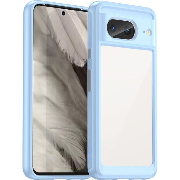 Custodia Per Google Pixel 8 Trasparente, Protettiva In Silicone Tpu Antiurto Blu-image