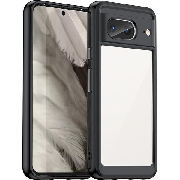 Custodia Per Google Pixel 8 Trasparente, Protettiva In Silicone Tpu Antiurto Nero-image