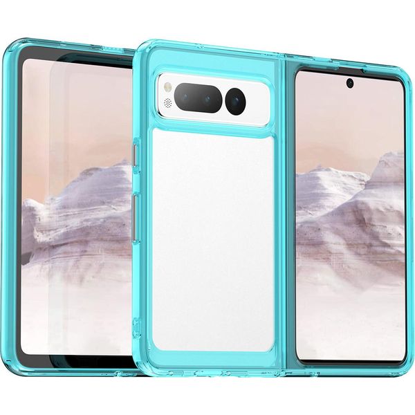 Custodia Per Google Pixel Fold Trasparente, Protettiva In Silicone Tpu Antiurto Azzurro-image