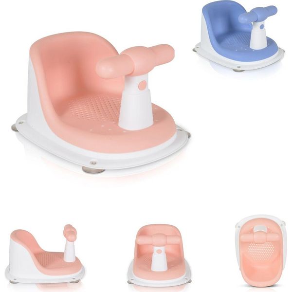 Seggiolino Da Bagno Moni Bernie HA-B39, Base Antiscivolo, Schienale, Maniglia Rosa-image