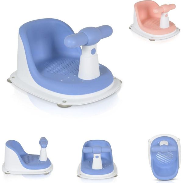 Seggiolino Da Bagno Moni Bernie HA-B39, Base Antiscivolo, Schienale, Maniglia Blu-image