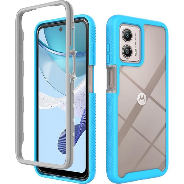 Custodia Moto G53, Copertura Posteriore Trasparente Ibrida, Robusto Paraurti In Tpu, Custodia Antiurto Per Motorola Moto G53 Blu-image