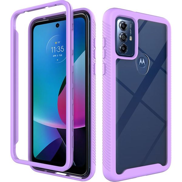 Custodia Moto G Play 2023, Copertura Posteriore Trasparente Ibrida, Robusto Paraurti In Tpu, Custodia Antiurto Per Motorola Moto G Play (2023) Viola-image