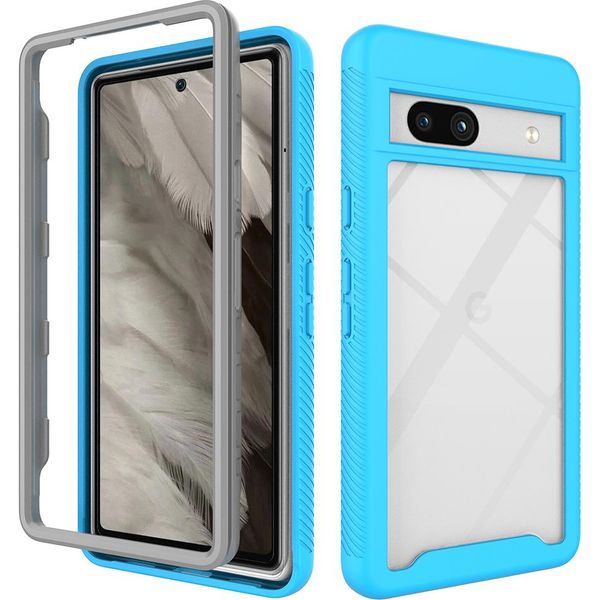 Custodia Google Pixel 7A, Copertura Posteriore Trasparente Ibrida, Robusto Paraurti In Tpu, Custodia Antiurto Per Google Pixel 7A Blu-image
