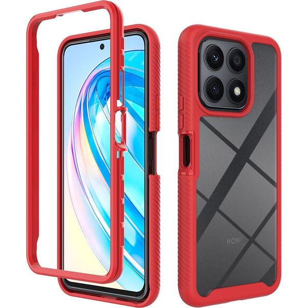 Honor X8A Case, Hybrid Transparent Back Cover, Rugged Tpu Bumper, Custodia Antiurto Per Honor X8A Red-image